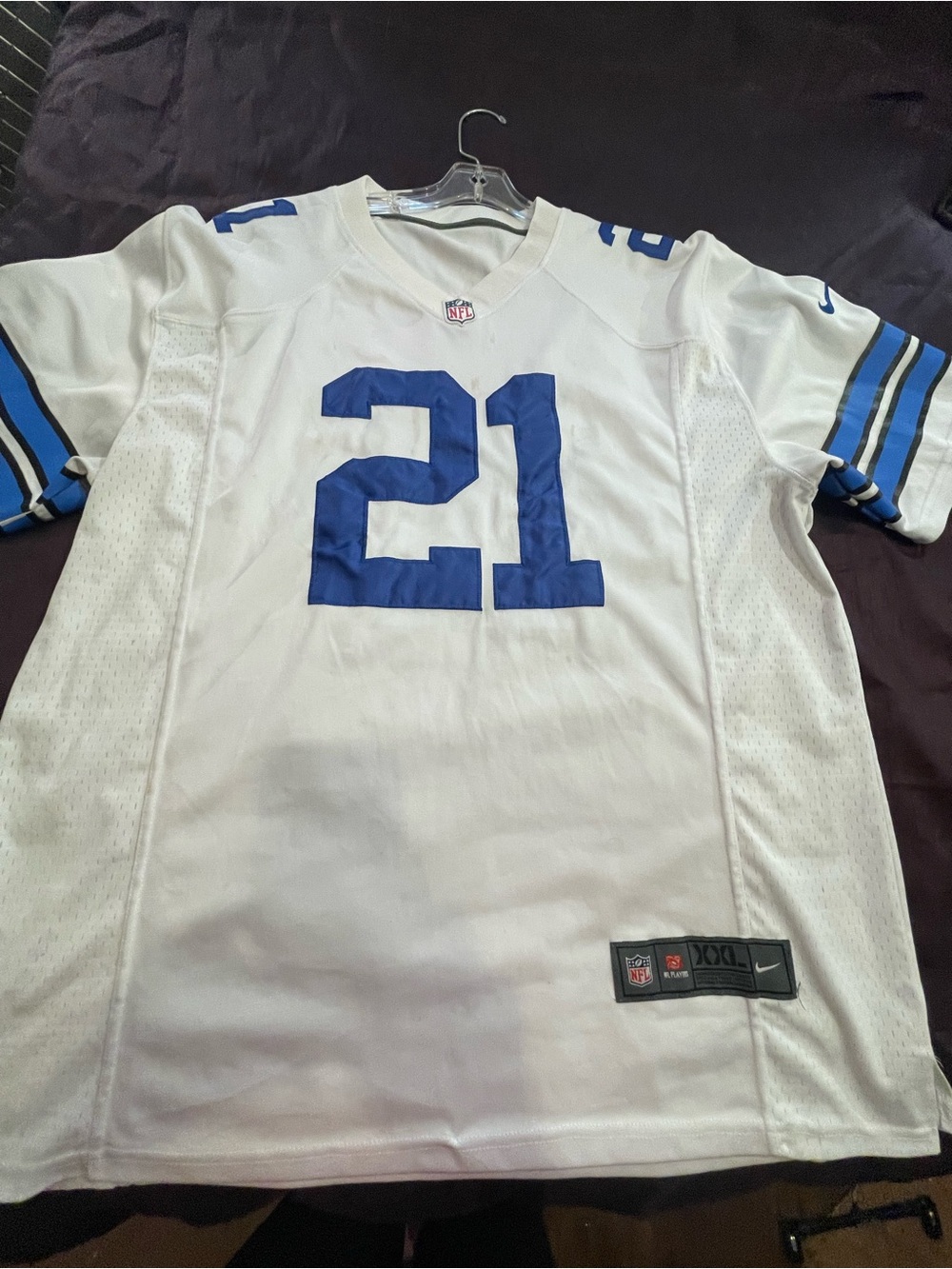 Nike White & Blue #21 Men’s Football Jersey - Team Style